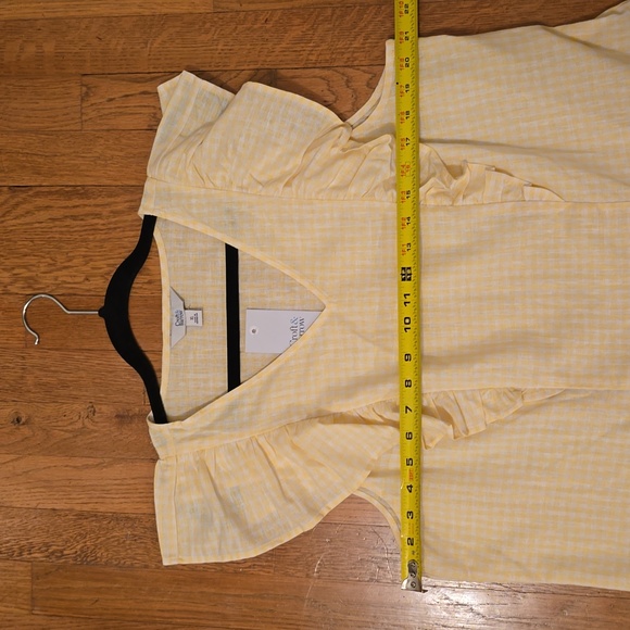 CROFT & BARROW WOMEN'S YELOW & WHITE GINGHAM TOP WITH RUFFLED SLEEVES SIZE XL - Picture 13 of 16